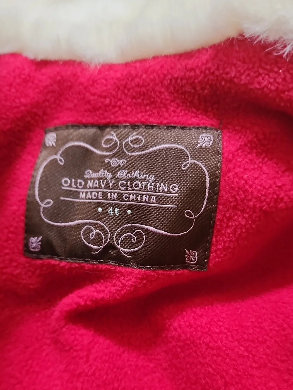 Vintage Y2K 2007 Old Navy Girls Quilted Red Holiday Puffer Fur Trim Vest Size 4T
